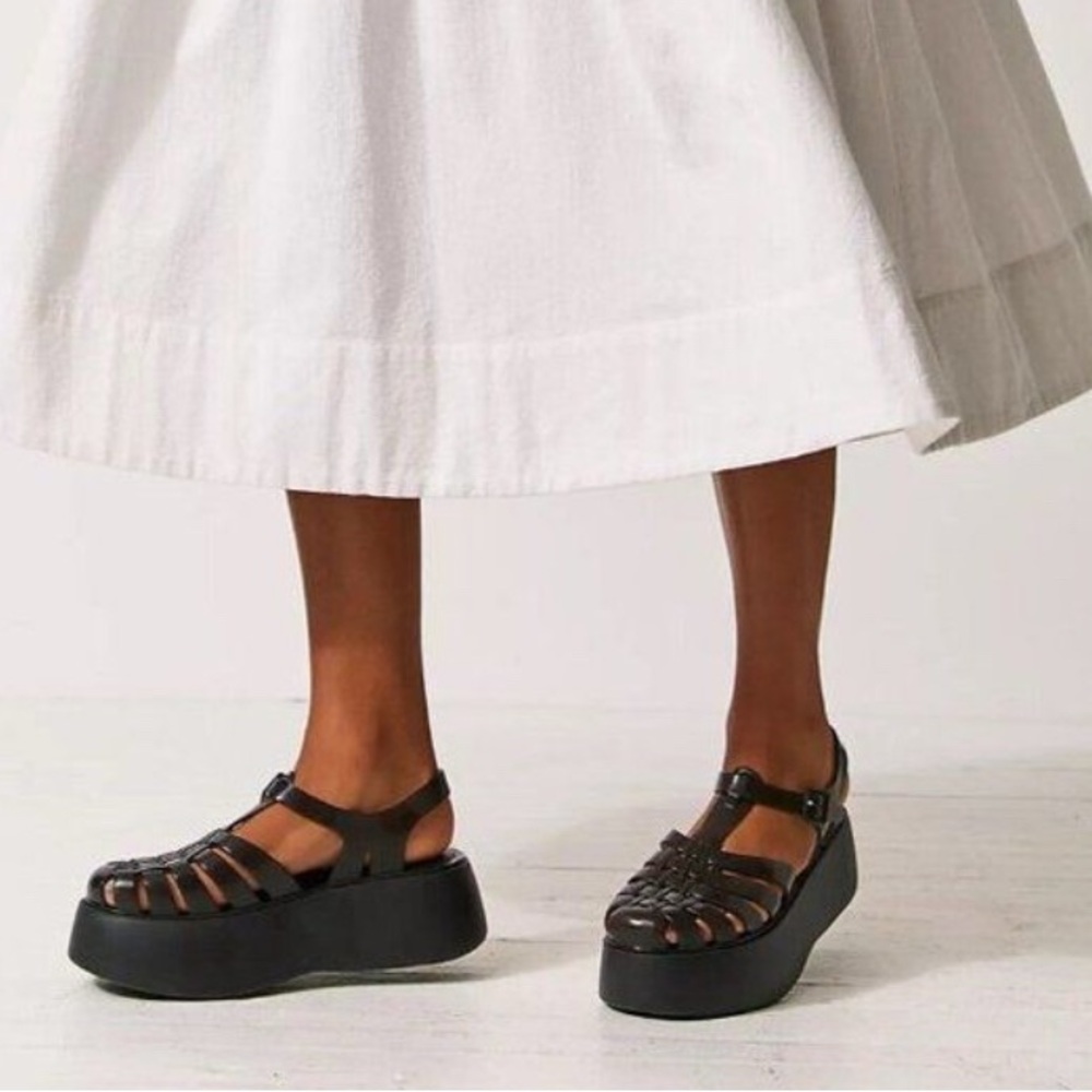 Melissa Black Platform Jelly Sandals 7